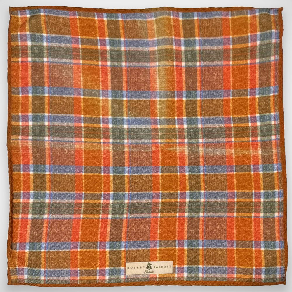 'Orange Plaid' Pocket Square