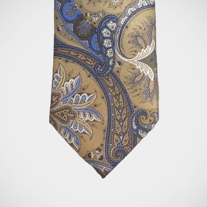 'Tan and Blue Paisley' Tie