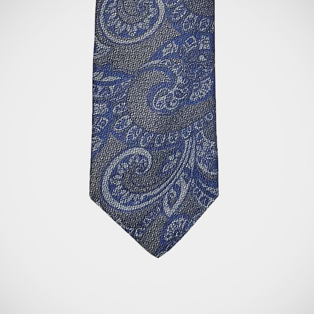 'Taupe with Blue Paisley' Tie
