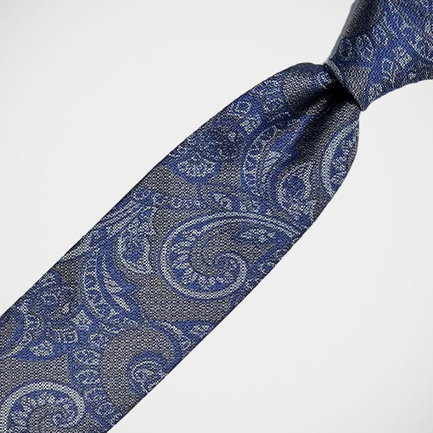 'Taupe with Blue Paisley' Tie