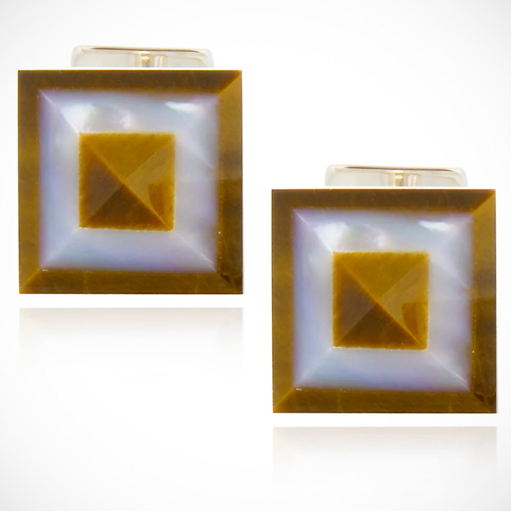 'Tiger Eye Pyramid' Cufflinks