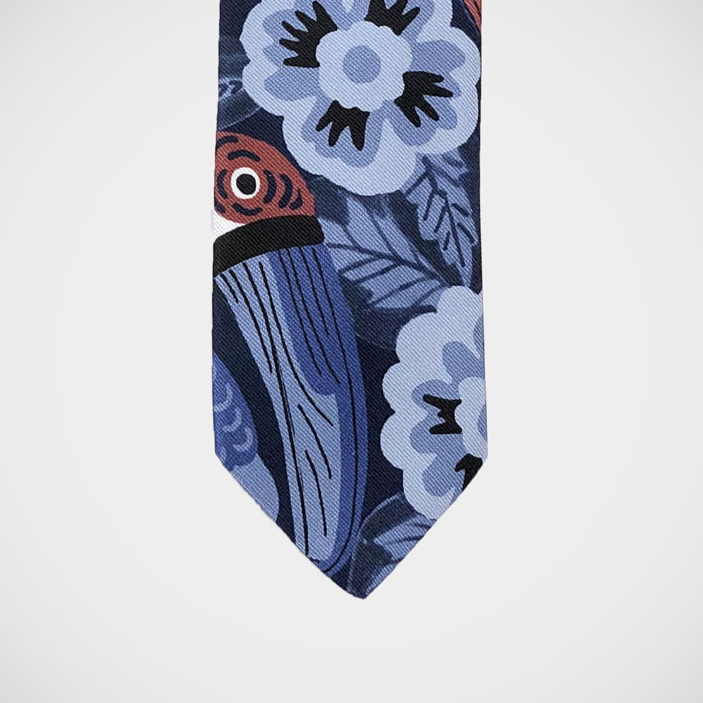 'Rainforest Print-Blue & Rose' Tie